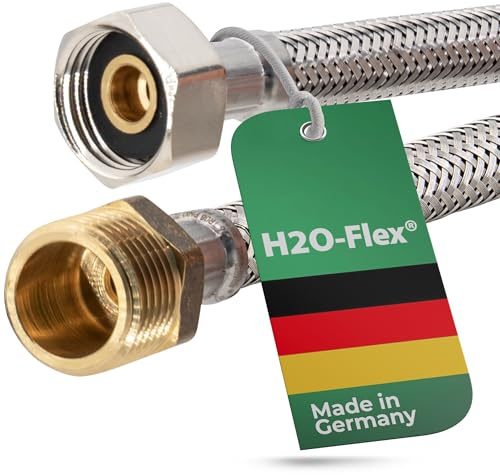Flexschlauch 1/2ÜM x 1/2AG, Panzerschlauch DN8 für Sanitär mit Trinkwasserzulassung