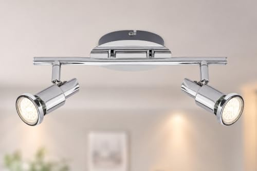 Trango 2-flammig LED Deckenleuchte 2890-028-5W I Deckenspots I Deckenstrahler inkl. 2x 5 Watt GU10 LED Leuchtmittel 3000K warmweiß Spots sind schwenbar & drehbar