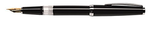 Cleo Skribent Kolben-Füllhalter Classic Palladium, schwarz, 14Kt Goldfeder: breit (B)