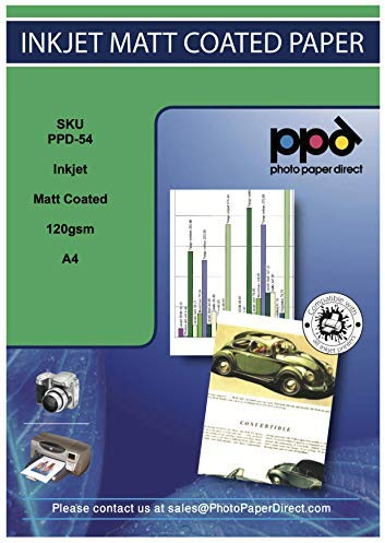 PPD A4 x 50 Blatt Inkjet Fotopapier 120g Matt Einseitig für alle Tintenstrahldrucker PPD-54-50