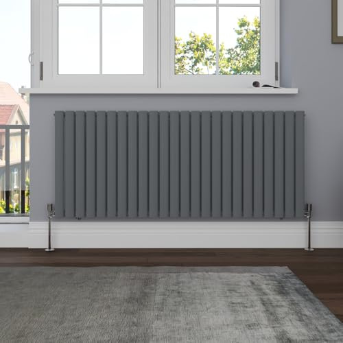 NRG 600x1416mm Oval Column Radiator Central Heating Single Panel Anthracite | High Heat Output, Radiator Wall Mounted, Oval Tube Design, Modern Radiator, for Living Room, Kitchen, Home, Bedroom