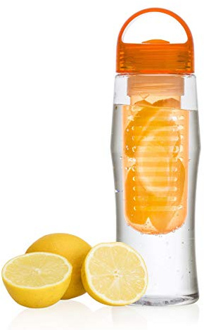 Vinsani Fruit Fuzer Water Bottle Health Drink Maker with Fruit Infusion Infuser Aqua Hydration Orange