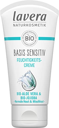 lavera basis sensitiv Feuchtigkeitscreme Bio Aloe Vera & Jojoba ∙ Intensive Feuchtigkeit ∙ Vegan Bio Pflanzenwirkstoffe Naturkosmetik Natural & innovative Gesichtspflege (1x50 ml)