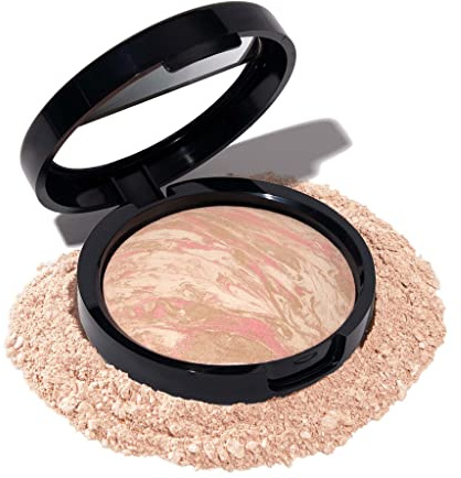 LAURA GELLER NEW YORK Award-Winning Baked Balance-n-Brighten Color Correcting Powder Foundation - Porcelain - Buildable Light to Medium Coverage - Demi-Matte Natural Finish