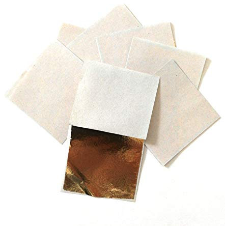 Blattgold 30 Blätter - ca. 64x 64 mm - und 1 x 30ml Anlegemilch als Set! Blattmetall, Schlagmetall.