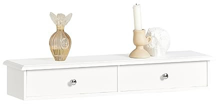 SoBuy FRG43-W Wandschrank Hängeschrank Badezimmerschrank Wandregal Hängeregal Wandgarderobe mit 2 Schubladen BHT ca: 64x10x15cm