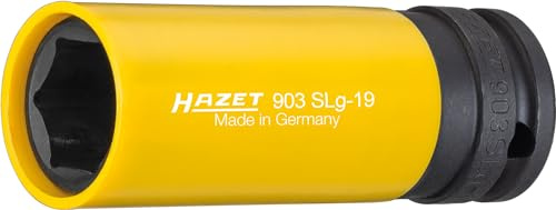 HAZET Kraft-Steckschlüsseleinsatz 903SLG-19, 1/2 Zoll (12,5 mm) Vierkant | 1/2 Zoll (12,5 mm) Vierkant hohl, Antrieb 1/2 Zoll (12,5 mm) Vierkant hohl, Abtrieb Außen-Tractionsprofil Sechskant, SW 19 mm