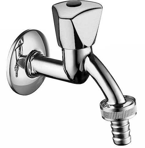 Schläfer | Auslaufventil 1/2 433110, Kaltwasserhahn Außengewinde Messing Verchromt mit Schlauchverschraubung, Wandanschluss, Außenwasserhahn, Ventilauslaufhahn mit Schlauchtülle