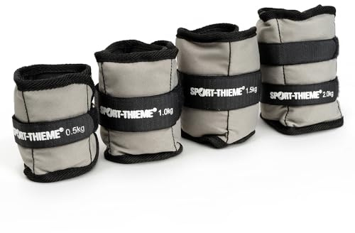 Sport-Thieme Gewichtsmanschetten für Handgelenk/Fußgelenk | 2er Set hochwertiger Handgewichte/Fußgewichte | In 1,5kg, 2kg o. 2,5kg erhältlich | Klettverschluss | Grau-Schwarz