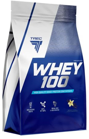 Trec Nutrition WHEY 100 - Vanilla - 900G - Premium Whey Protein Concentrate for Muscle Growth | Fast-Absorbing & Quality Protein Powder with BCAAs and Glutamine (900g, Vanilla)