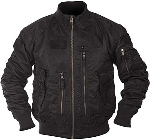 Mil-Tec Chaqueta de aviador táctica US para hombre • Chaqueta bomber táctica con cuello alto • Chaqueta de entretiempo resistente al viento para primavera y otoño • Chaqueta de piloto resistente con