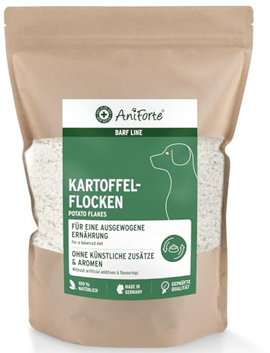 AniForte Barf Zusatz Hund Kartoffelflocken 1kg – Naturprodukt, Barf Hundefutter, getreidefrei, glutenfrei, Flocken für Hunde ohne künstliche Zusätze, Natur Hundeflocken, Kartoffelflocken für Hunde