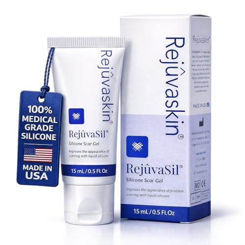 Rejuvaskin RejuvaSil Silicone Scar Gel, Scar Treatment for Surgical Scars, Burns, Keloids, Acne Scars on Face & Body, 15ml