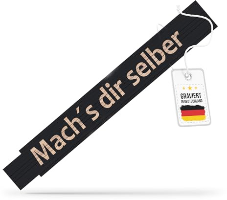 andSmile Zollstock schwarz - Meterstab mit Spruch Mach`s dir selber - lustiger Zollstock aus hochwertigem Buchenholz - lustige Geschenke für Männer, Papa, Handwerker, zum Vatertag, Geburtstag