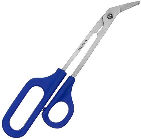 May Fußnagelschere extra lang Mikrozahnung 20 cm Edelstahl | Extra lange Schere für eine komfortable Fußpflege ohne Bücken mit rutschfestem Schliff