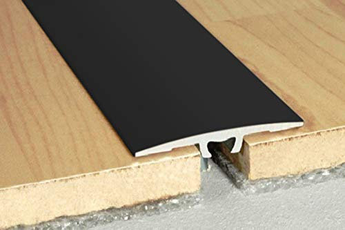 aluprofile, Virure profil arrondi ALUMINIUM BARRE Transition facile fixation 36x2mm, A68 - Noir, 1.80 Meter