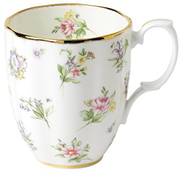 Royal Albert 100 Years 40017592 1920 Spring Meadow Mug 0.4L/14.1fl White, Bone China, 0.4ltr, Cream