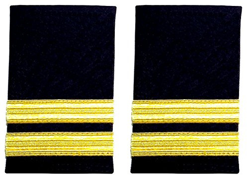 HEUK HandembroideryUK Two Gold Stripes Pilot Shoulder Epaulettes | Airline Epaulettes | Rank Slide for Uniform, Military Insignia, Uniform Badge