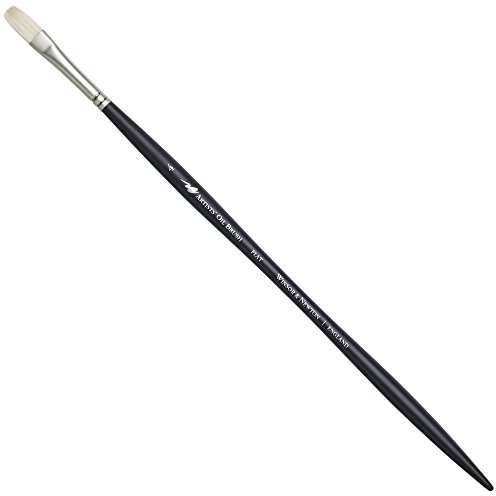 Winsor & Newton Artists' Oil Hog Paint Brush, Long Handle Size 4, Flat