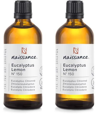 Naissance Huile Essentielle D'Eucalyptus Citronné (No. 150) - 200ml (2x100) - Pure, Naturelle, Végan - pour Aromathérapie, Diffuseur, Humidificateur, Mélange Massage