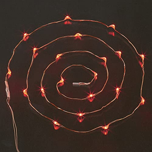 hellum LED Lichterkette rot Kupferdraht, Draht Lichterkette Tauperlen 20 LED rot auf 1,05m beleuchteter Länge, Batterie (nicht inkl.), Innen, Valentinstag Dekoration 570755