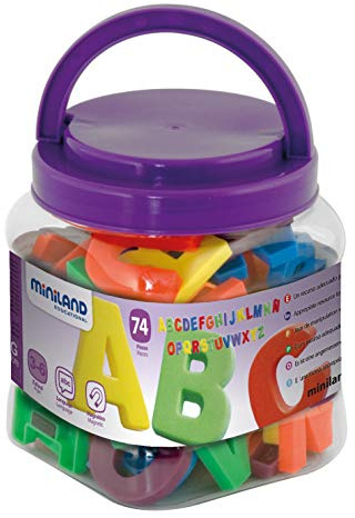 Miniland 97922 - Jumbo-Buchstaben magnetisch/Behälter 74 Teile.