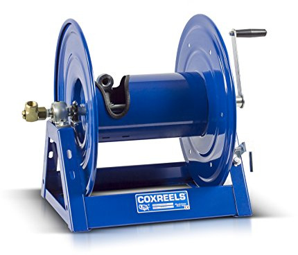Coxreels 1125-5-100 Hand Crank Steel Hose Reel, 1125 Series – ¾ x 100', 3,000 PSI - Heavy Duty All Welded Steel A Frame - Adjustable Tension Break – Made in The USA, Blue