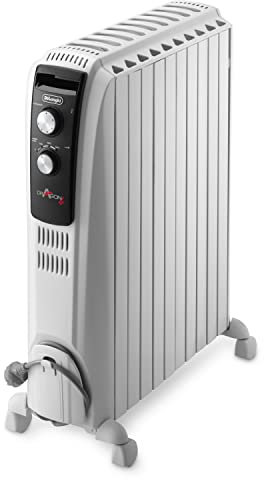 De'Longhi Dragon TRD04 1025 Dragon - Calentador de aceite de 2500 W (disipación de calor), 1100 vatios, 52 x 16 x 65 cm, blanco, 230 V ~ 50 Hz