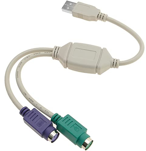 BeMatik - Adaptador USB a PS2 (1 USB-A Macho a 2 MiniDIN 6-Pin Hembra)