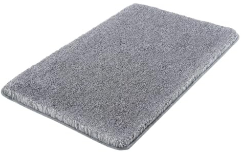 Kleine Wolke Badteppich Relax Anthrazit 50 x 80 cm | OEKO-TEX zertifiziert, rutschhemmende Unterseite, für Fußbodenheizung, maschinenwaschbar, 100% Polyacryl