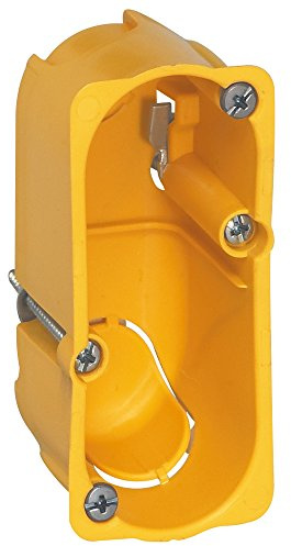 Legrand 080040 Boîte MonoPoste Batibox Cloisons Sèches pour Céliane ou Mosaic 1 Module, 40mm Profondeur, Jaune, Lot de 20