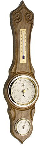 Wetterstation Eiche massiv, rustikal/gold, 43 cm
