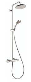 hansgrohe Croma Shower Faucet Set with Handheld Shower, Rain AirPower Spray, QuickClean Showerpipe Shower Set in Chrome, 27185001 Large