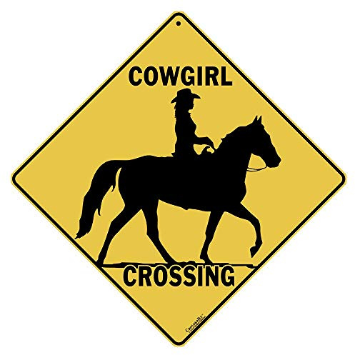 CROSSWALKS Cowgirl Crossing 12 X 12 Aluminum Sign (X339)