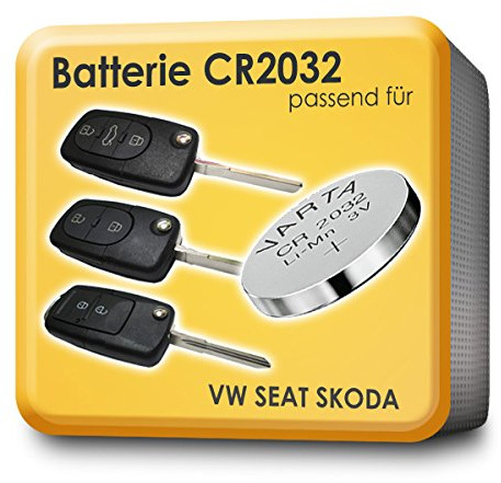 Varta CR2032 Lot de 2 piles pour clés télécommandées Volkswagen Skoda Seat Audi
