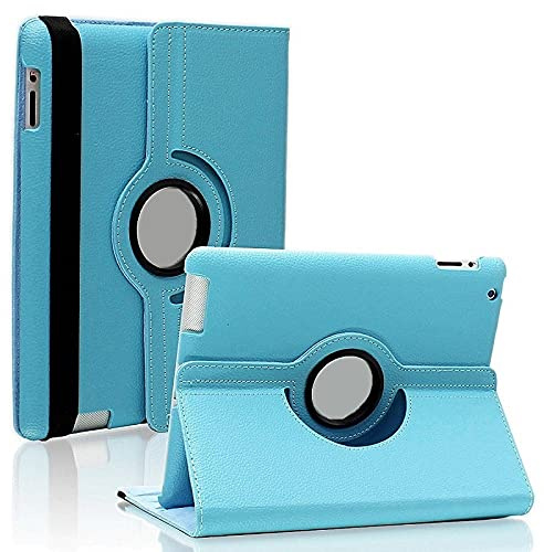 Phonillico® Coque Rotative 360° Bleu Clair pour iPad 5e génération / 6e génération/Air 2 - Coque Housse Etui Protection Rotation 360 Degres Fonction Portrait Paysage