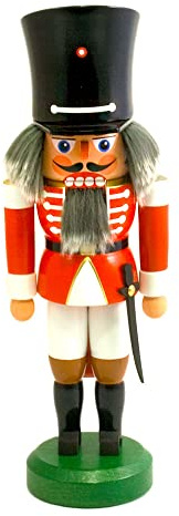 Rudolphs Schatzkiste Nussknacker Wachsoldat mit Säbel rot Höhe 26cm NEU Weihnachten Seiffen Nutcracker Nüsse Erzgebirge Winter Dekoration Holzkunst Holz Weihnachtsmann Christmas Walnuss