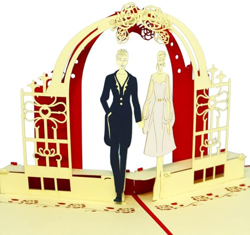 LINPOPUP Karten Hochzeit, 3D Grußkarten gleichgeschlechtliche Hochzeit, Hochzeitseinladungen, homosexuelle Hochzeitskarten, gleichgeschlechtliches Paar, Hochzeitskarten Lesben, N206