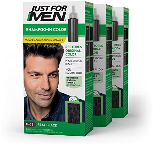 Just For Men Original Formula Men's Hair Color, Real Black (Pack of 3)