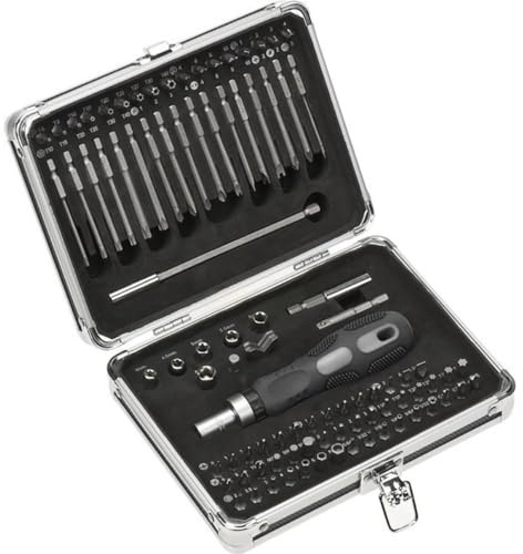 kwb Power Bit-Box 92-tlg – inkl. Bits, Bithalter mit Dauermagnet, langer Bithalter Sechskant-Schaft und Ratschen-Handgriff in stabilem Metallkoffer