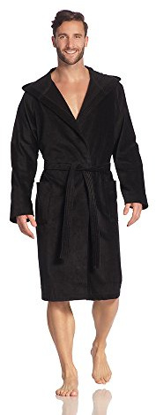 Vossen Damen & Herren Bademantel Texas schwarz XL