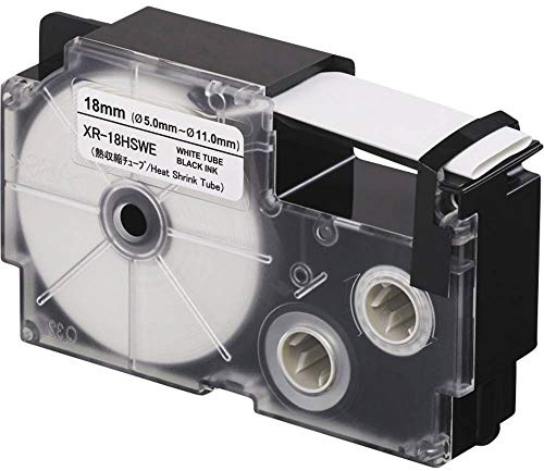 Casio EZ-Label Printer XR-18HSWE Schriftband Schrumpfschlauch für Kabel 5,0-11,0 mm, 18 mm x 2,5 m schwarz auf weiß