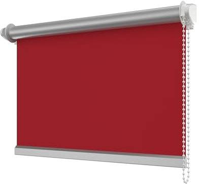 Interdeco Verdunkelungsrollos/Thermo-Rollo Rot BxH 60 x 175 cm ohne Bohren (Klemmfix-Rollo), Seitenzugrollo mit Silberbeschichtung