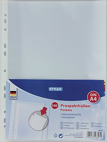 STYLEX prospektfodral A4, 100 st. genomskinligt fodral, transparent