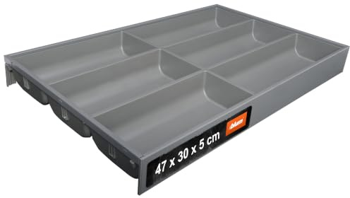 Blum AMBIA-LINE Besteckkasten mit Soft-Touch | Premium Schubladen-Organizer für moderne Küchenschublade & Schrank | schützt, sortiert & ordnet Besteck und Küchenhelfer | Maße: 47×30×5 cm | Oriongrau