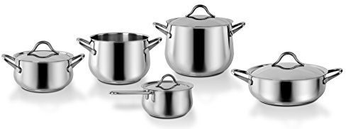 Barazzoni 292909 Sapore Italiano Batteria 9 Pezzi, acciaio inossidabile 18/10, Grigio