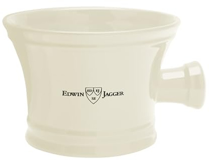 Edwin Jagger RN47 Bol De Rasage Traditionnel En Porcelaine Avec Manche Pour Crème À Raser Ou Savon De Rasage Pour Hommes Et Femmes (Ivoire)