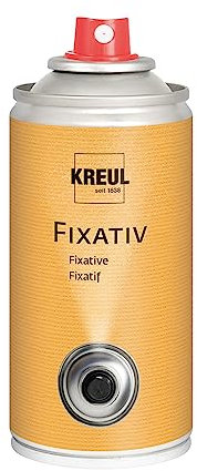 KREUL 800150 - Fissativo, bomboletta spray da 150 ml, pellicola protettiva altamente trasparente e non lucida per disegni a gesso, carboncino e pastello, nonché per tempere e acquerelli