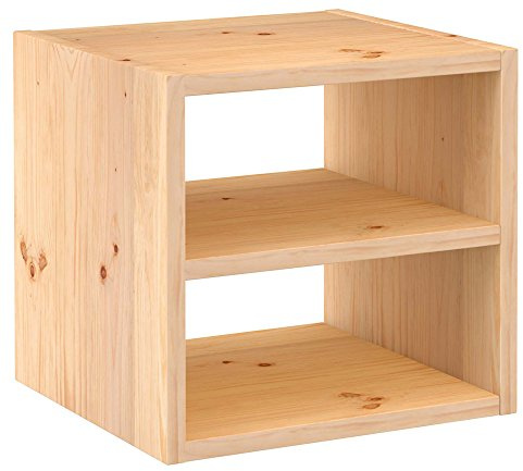 Astigarraga Kit Line Estantería Modular Dinamic 1 Cubo con Balda, Madera de Pino - 36,2x36,2x33 cm