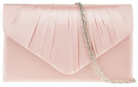 fi9® LADIES SATIN PARTY PROM BRIDAL EVENING CLUTCH HAND BAG PURSE HANDBAG (Dusky Pink)